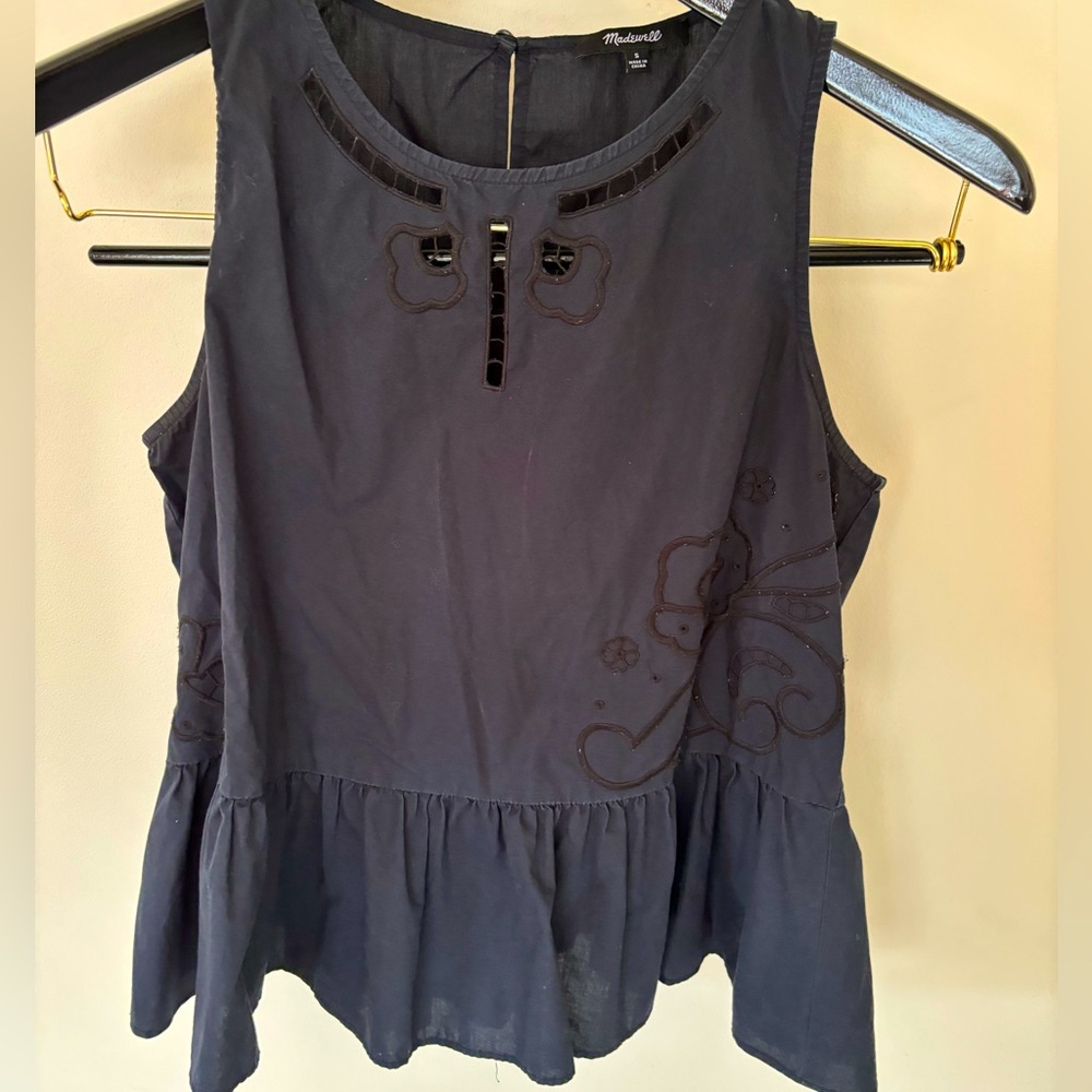 Madewell ruffle drop waist sleeveless top Size Small